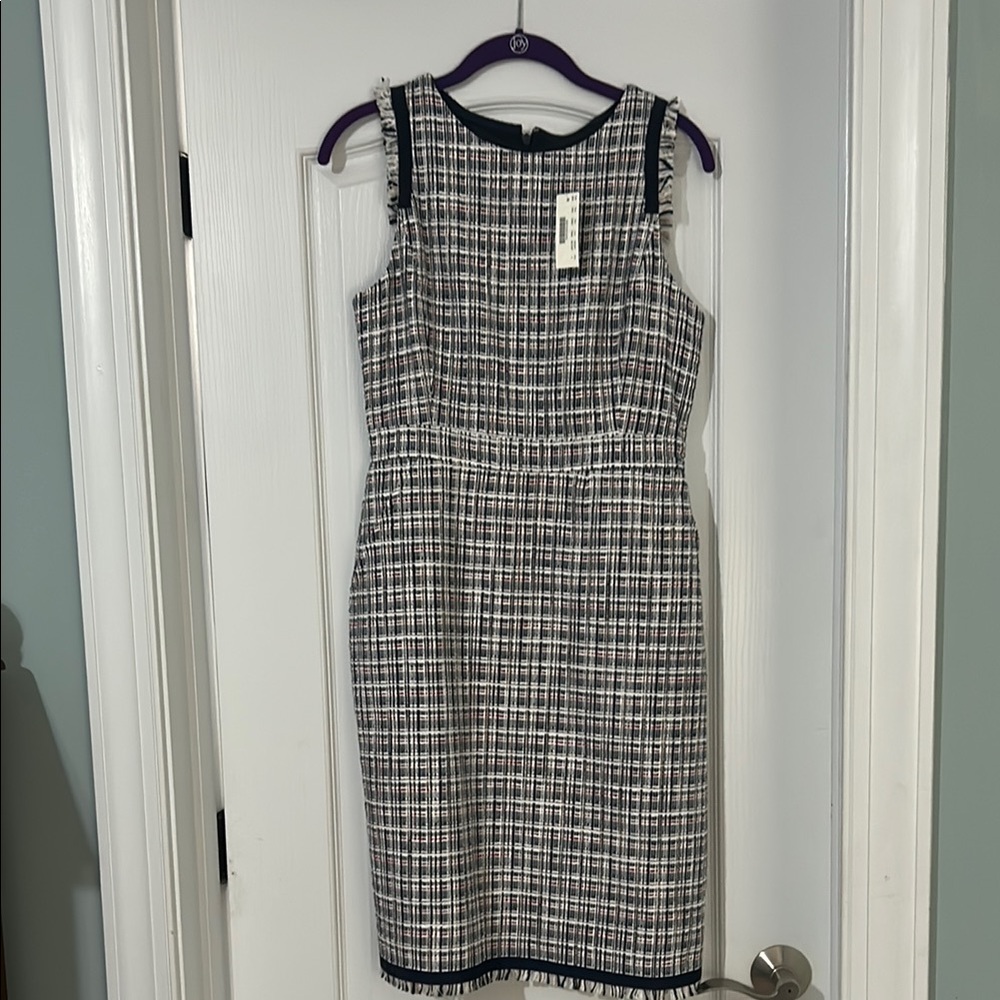 J. Crew Black and White Sheath Midi Dress